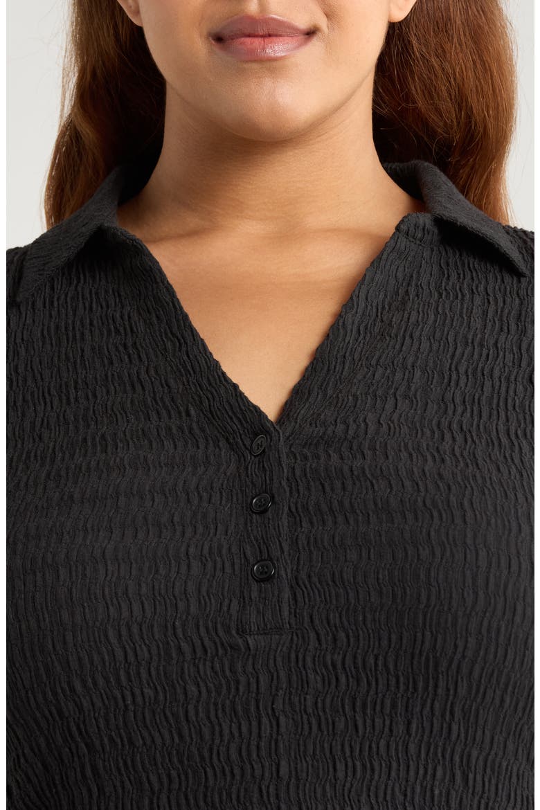 Dreamgirl Long Sleeve Textured Knit Shirt, Alternate, color, BLACK
