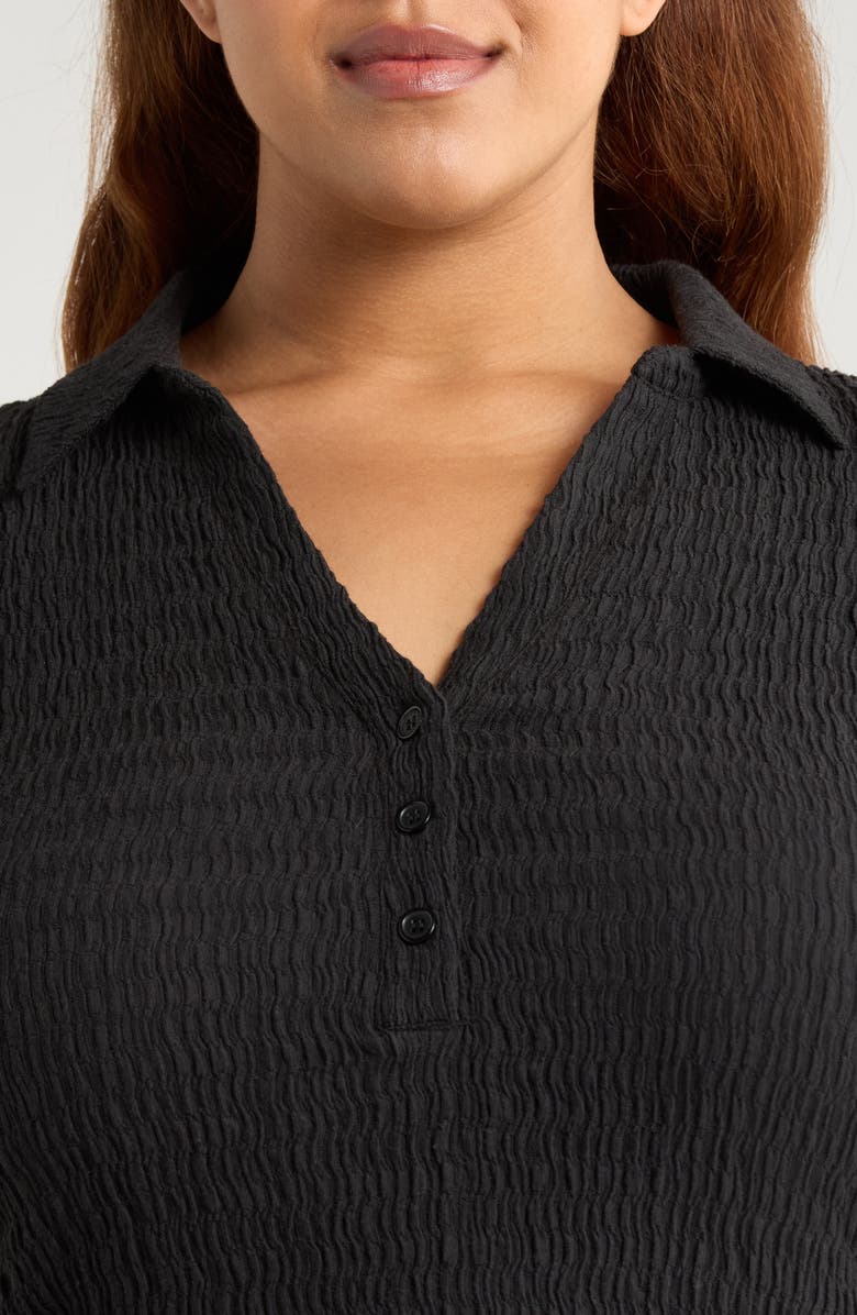 Sanctuary Dreamgirl Long Sleeve Textured Knit Shirt, Alternate, color, Black