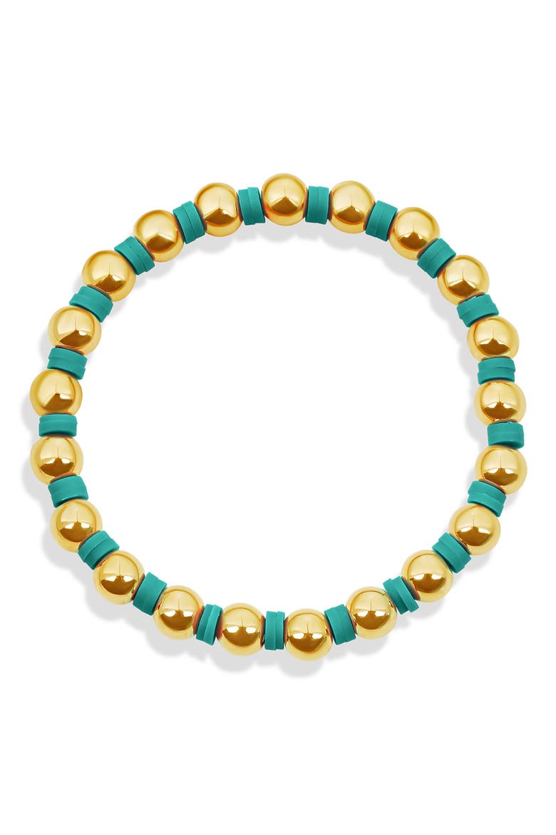 Beaded Stretch Bracelet, Main, color, GOLD/ TURQUOISE