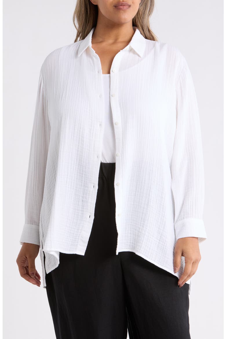Classic Collar Easy Organic Cotton Button-Up Shirt, Main, color, WHITE