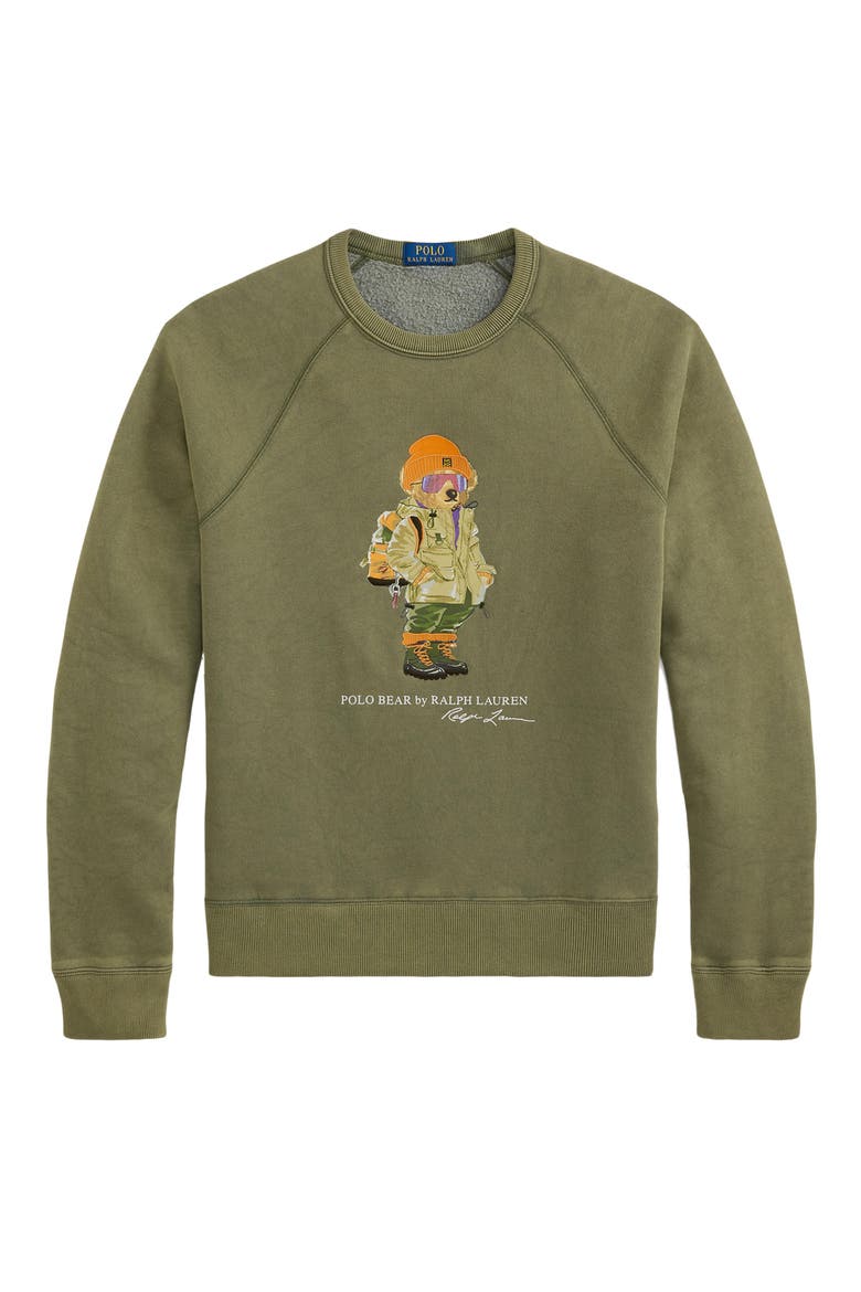 Polo Bear Graphic Fleece Sweatshirt, Alternate, color, GREEN