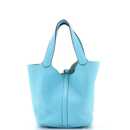 Pre-owned Hermes Hermes Picotin Lock Bag Clemence Mm In Blue