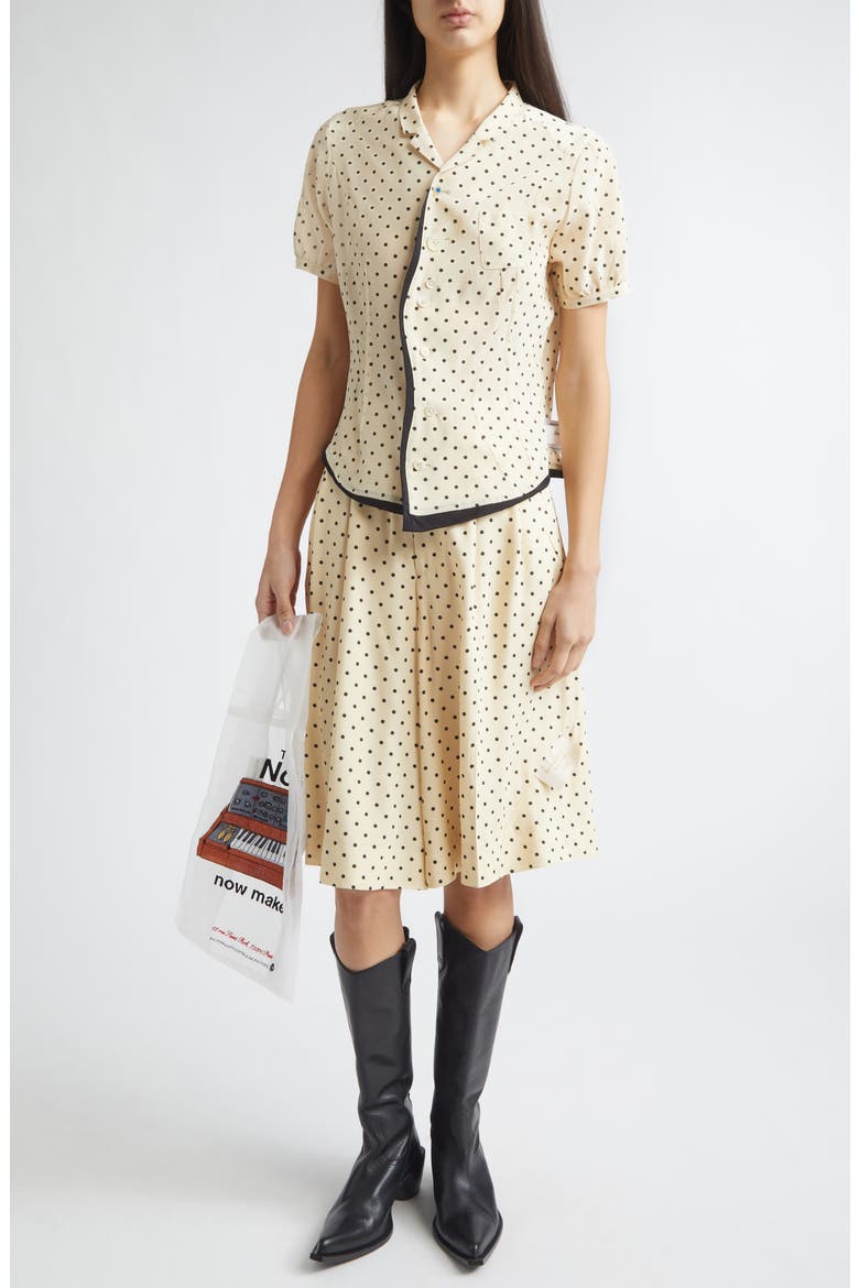 Polka Dot Silk Camp Shirt, Alternate, color, IVORY BASE