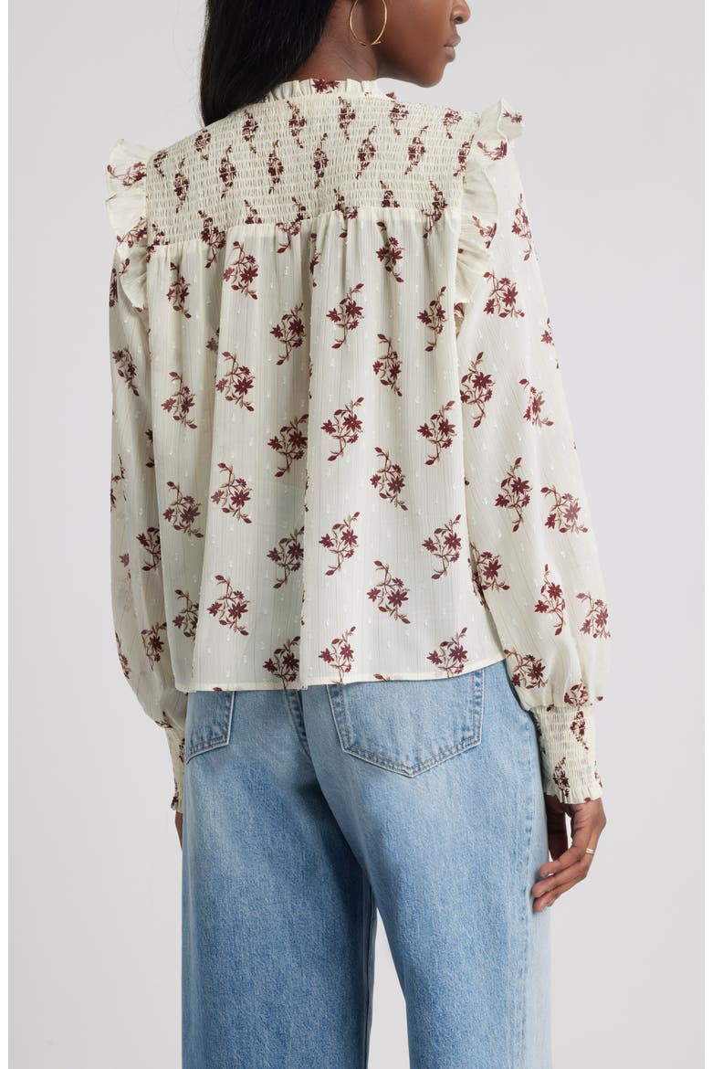 Smock Yoke Top, Alternate, color, IVORY- BURGUNDY BATIK FLORAL