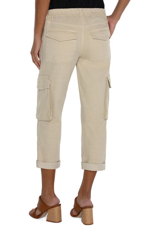 Liverpool Rascal Drawstring Waist Slouchy Crop Cargo Pants In Neutral