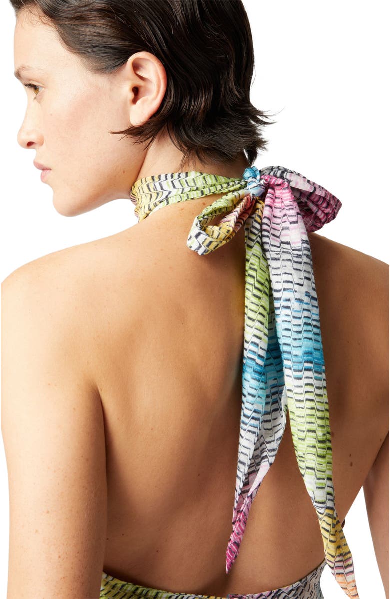 Missoni Sleeveless Turtleneck Top In Printed Cotton And Silk Blend, Alternate, color, Multicoloured 2