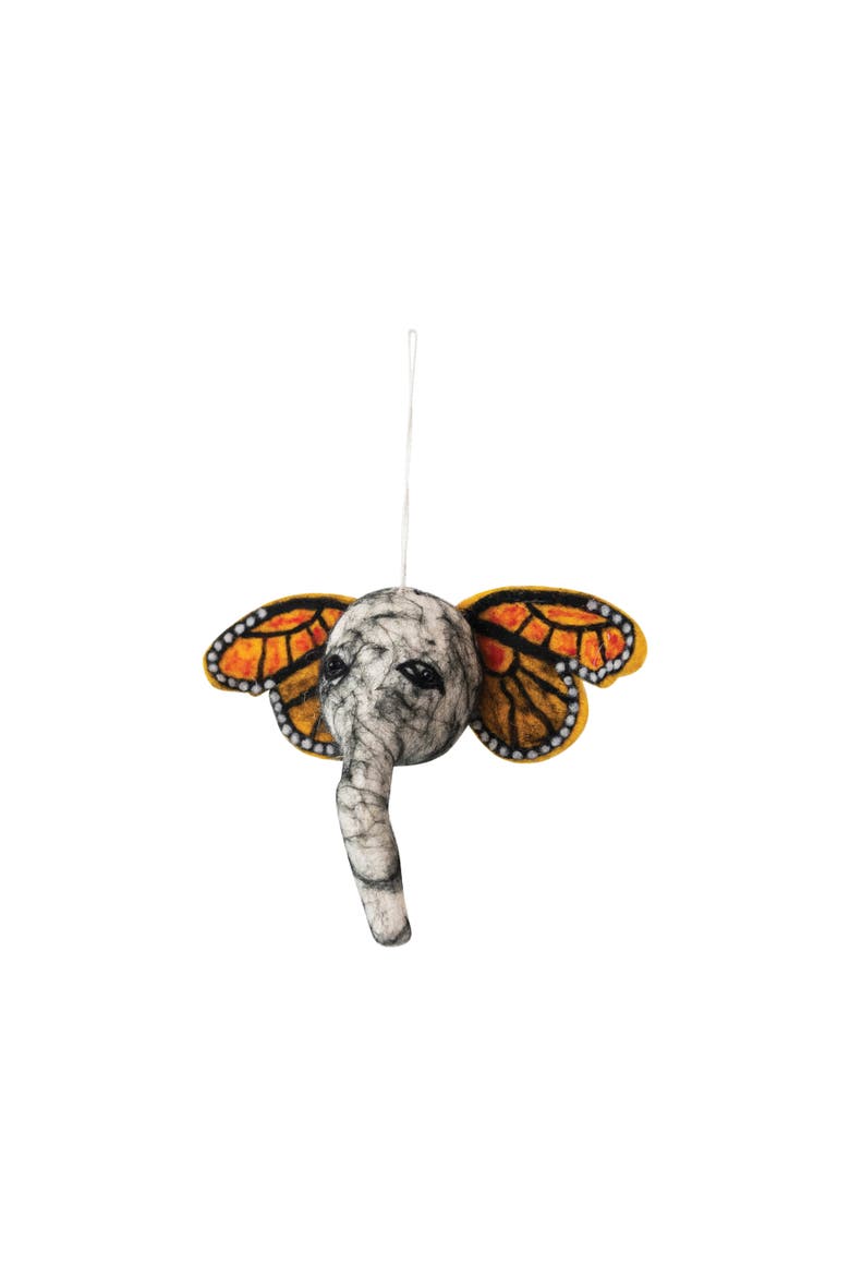 Wool Felt Elephant Head Ornament, Multicolor, Main, color, Multicolor
