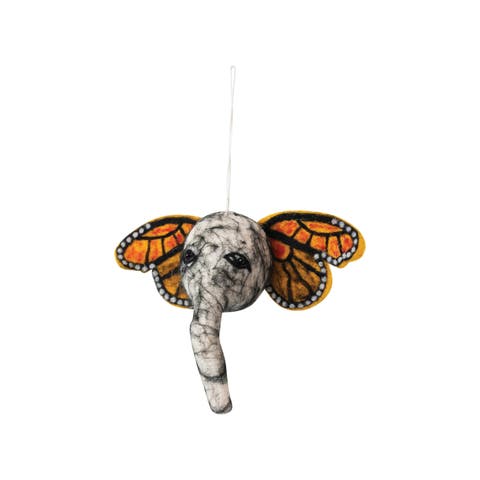 Wool Felt Elephant Head Ornament, Multicolor