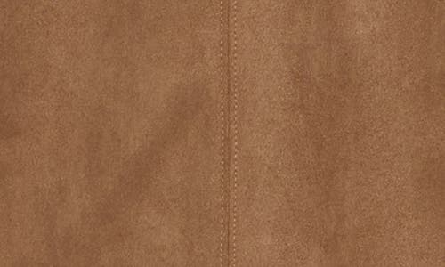 Calvin Klein Belted Faux Suede Midi Sheath Dress In Brown