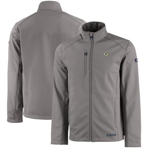 Men's Cutter & Buck Gray Green Bay Packers Evoke Eco Softshell Recycled Full-Zip Jacket