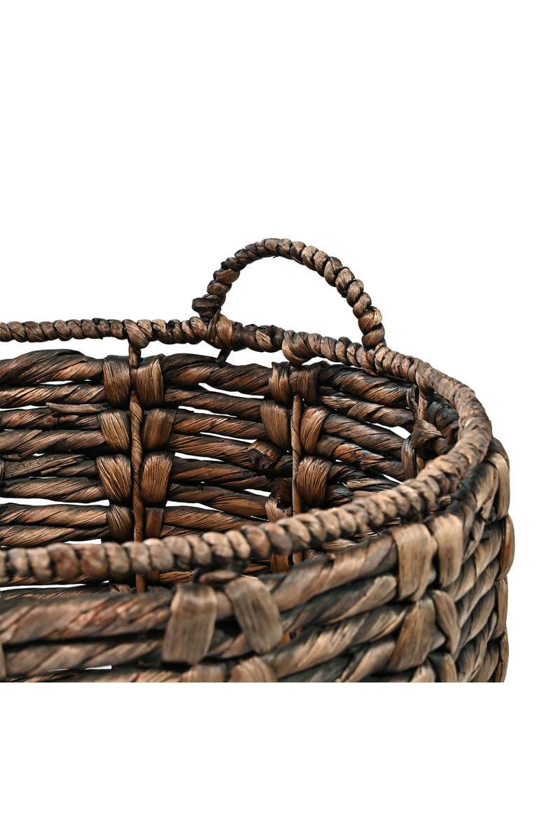 Laurel 19.49" Bohemian Handwoven Abaca Hamper Basket with Handles, Alternate, color, Brown