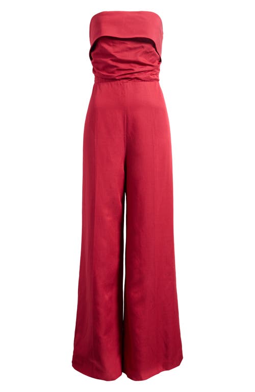 Mango Bandeau Fold Detail Jumpsuit In Red
