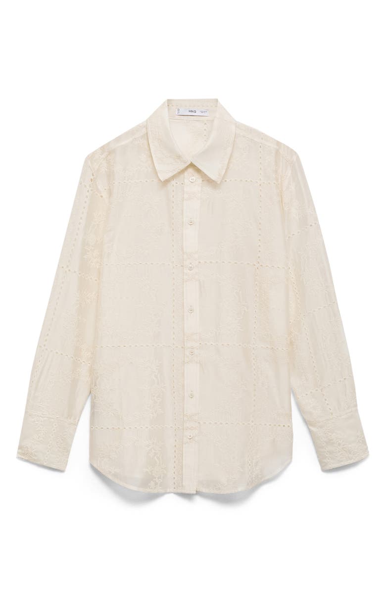 MANGO Embroidered Shirt, Alternate, color, Ecru