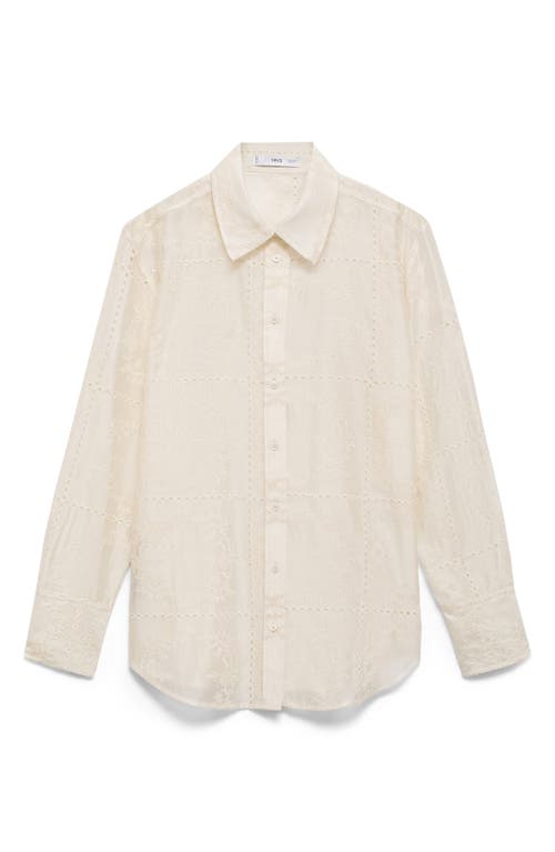 Mango Embroidered Shirt In White