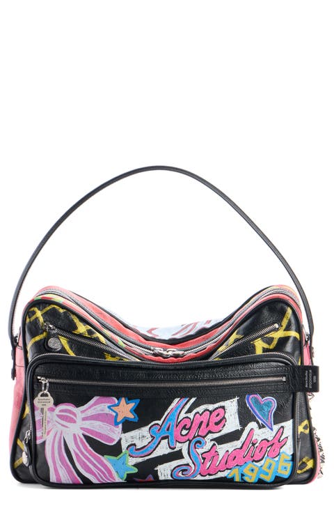 Camero Punk Print Leather Camera Bag