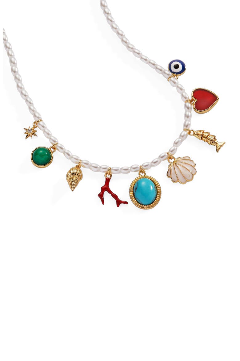 Moonlight Beach Pearl Charm Necklace, Alternate, color, Multi