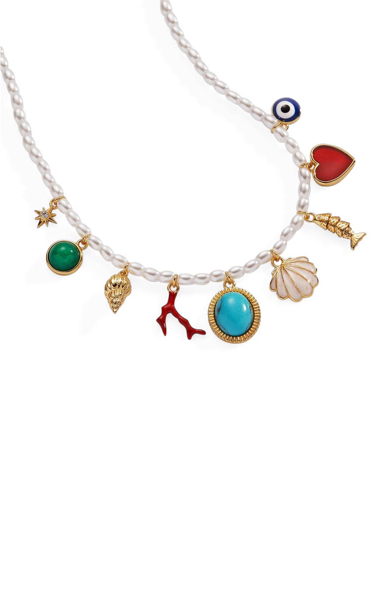 Alex and Ani Moonlight Beach Pearl Charm Necklace, Alternate, color, Multi