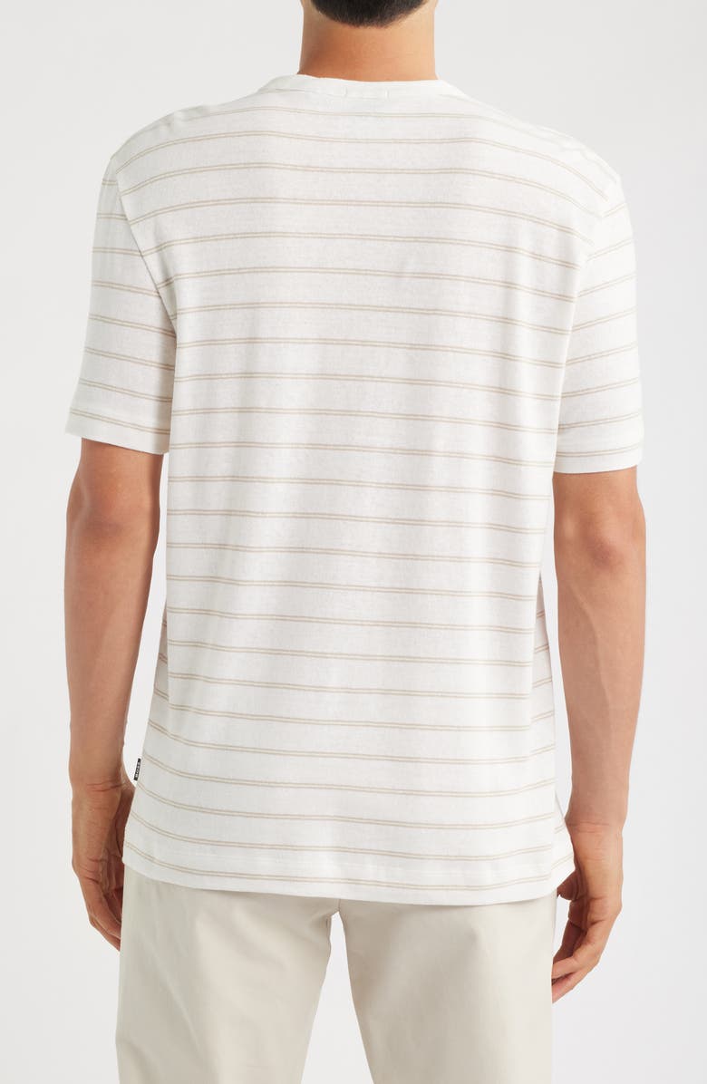 BOSS Taut Stripe Linen & Cotton T-Shirt, Alternate, color, Natural