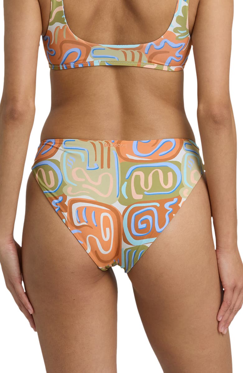 Billabong Le Surf Reversible Lowrider Bikini Bottoms, Alternate, color, Orange Multi