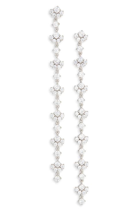Cubic Zirconia Linear Drop Earrings