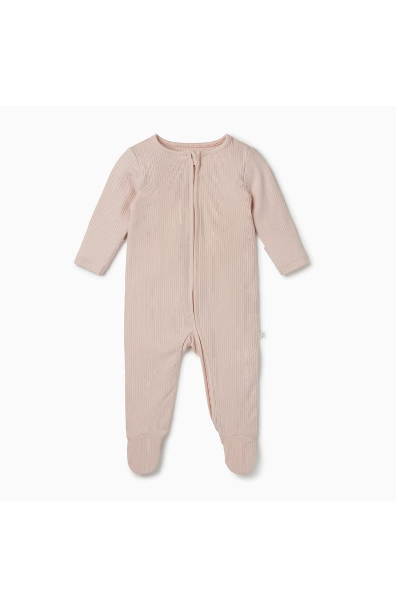 MORI Ribbed Two Way Zip-Up Sleepsuit, Main, color, Blush