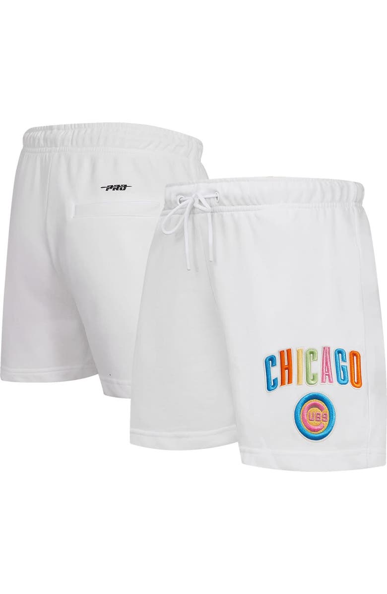 PRO STANDARD Women's Pro Standard White Chicago Cubs Washed Neon Shorts, Main, color, White