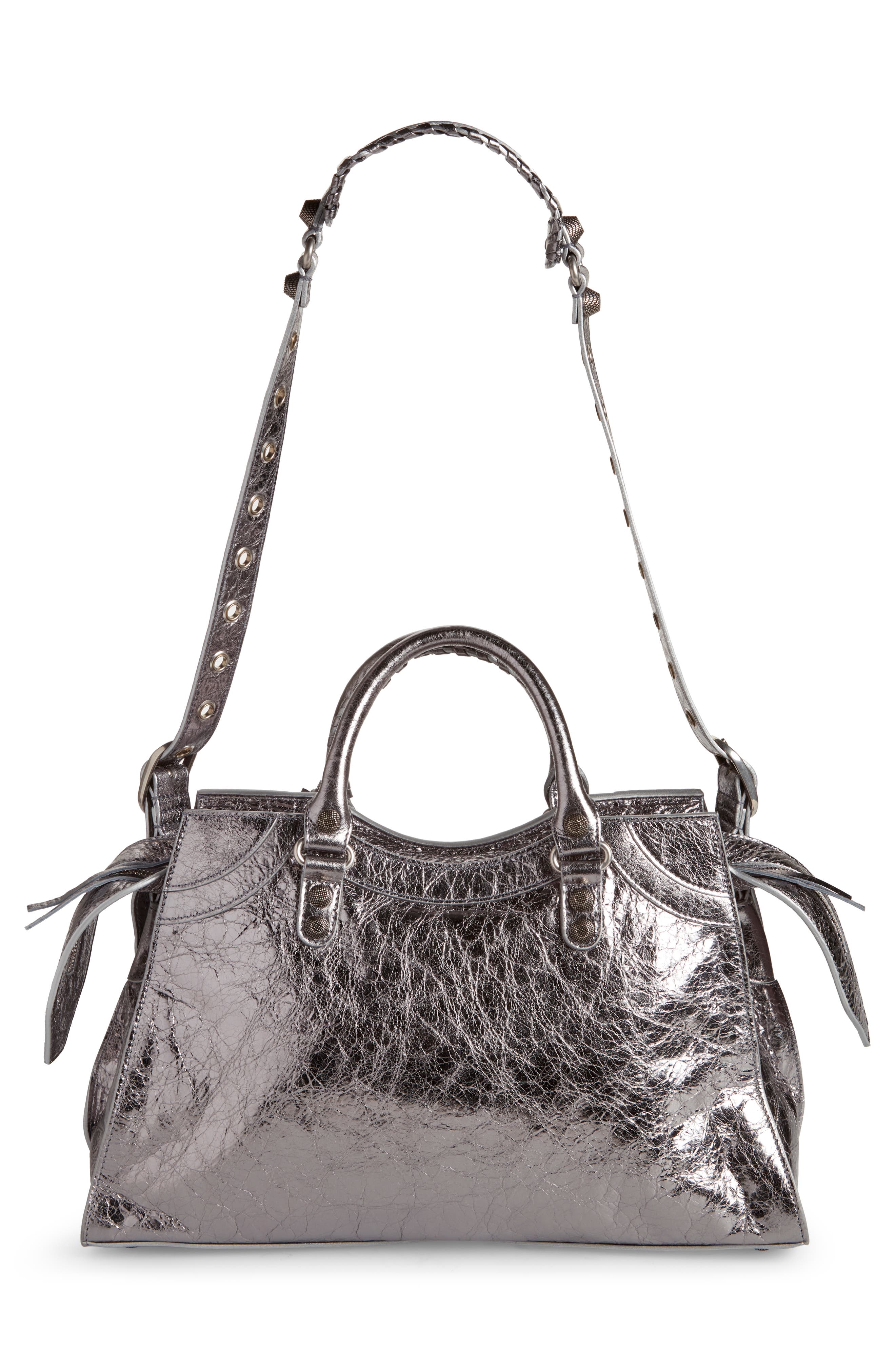 Balenciaga Neo Cagole City Metallic Leather Shoulder Bag, Alternate, color, 
