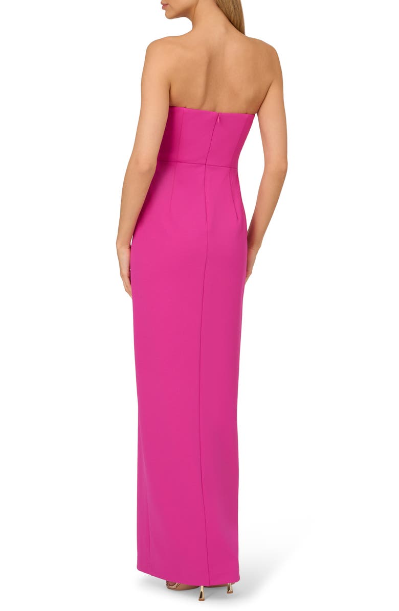 Adrianna Papell Strapless Crepe Column Gown, Alternate, color, 
