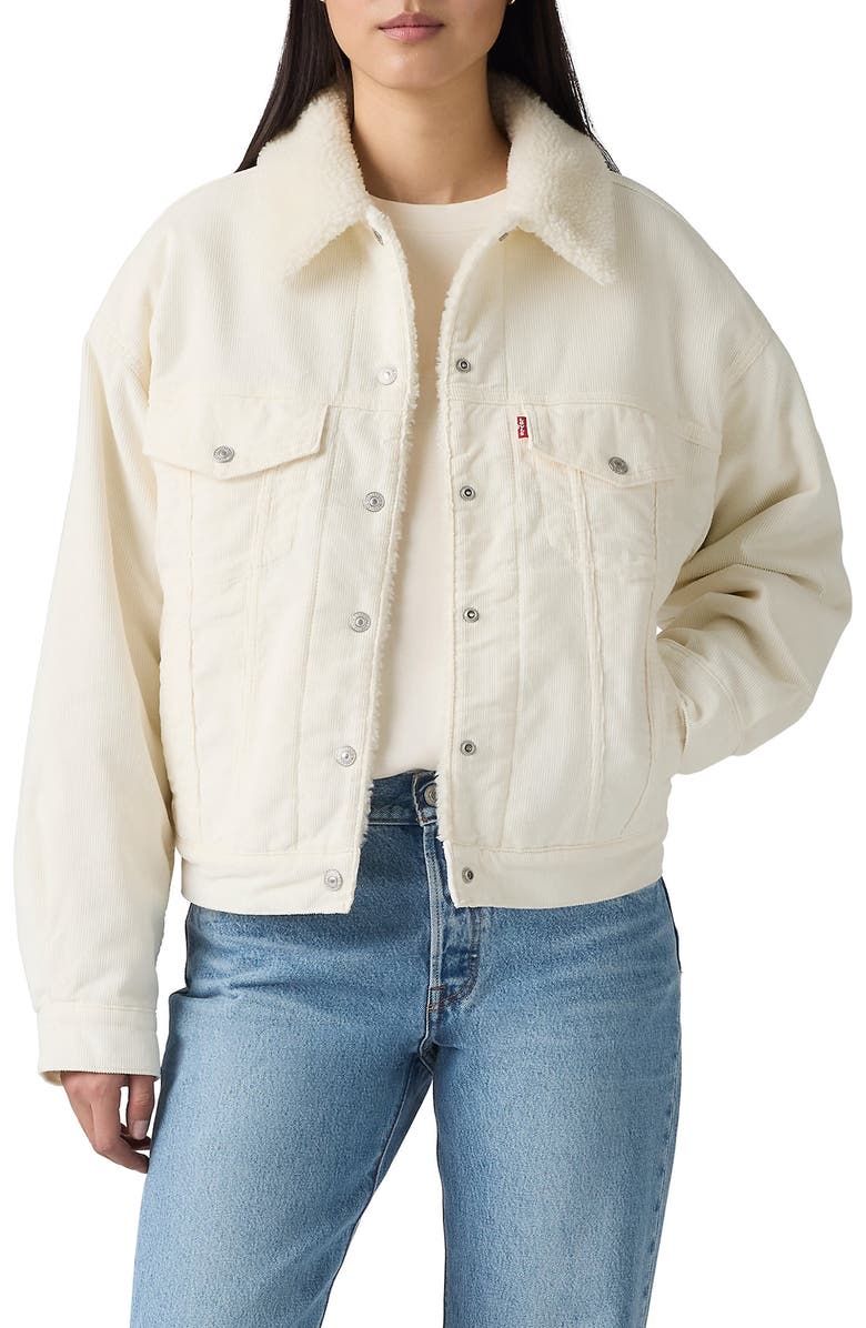 Levi's '90s Faux Shearling Lined Corduroy Jacket, Main, color, Egret