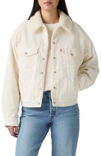 Levi's '90s Faux Shearling Lined Corduroy Jacket In White