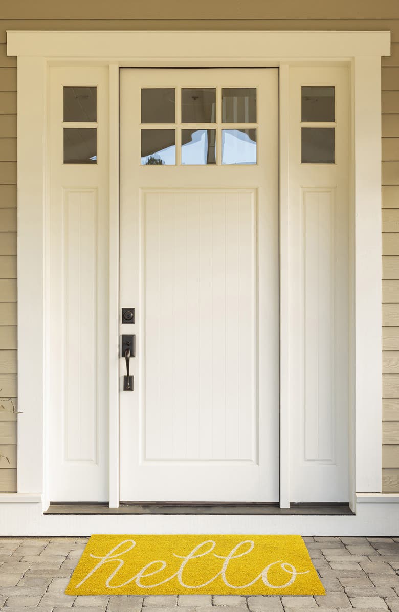 Design Imports Yellow Hello Doormat, Alternate, color, Yellow