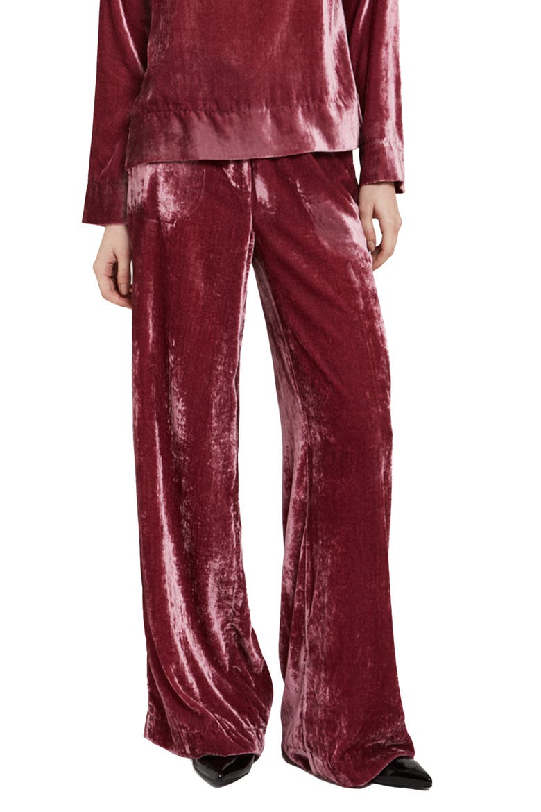 Velvet Palazzo Trousers, Main, color, Pink