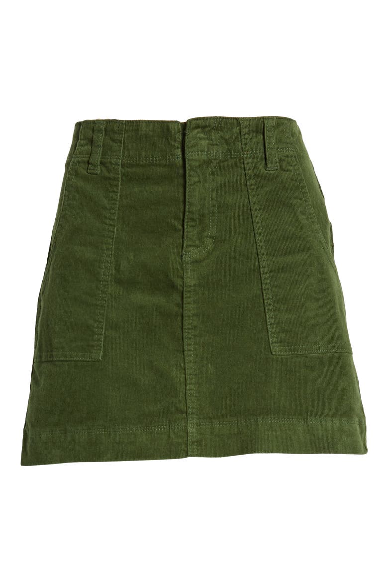 Corduroy A-Line Miniskirt, Alternate, color, DEEP GREEN