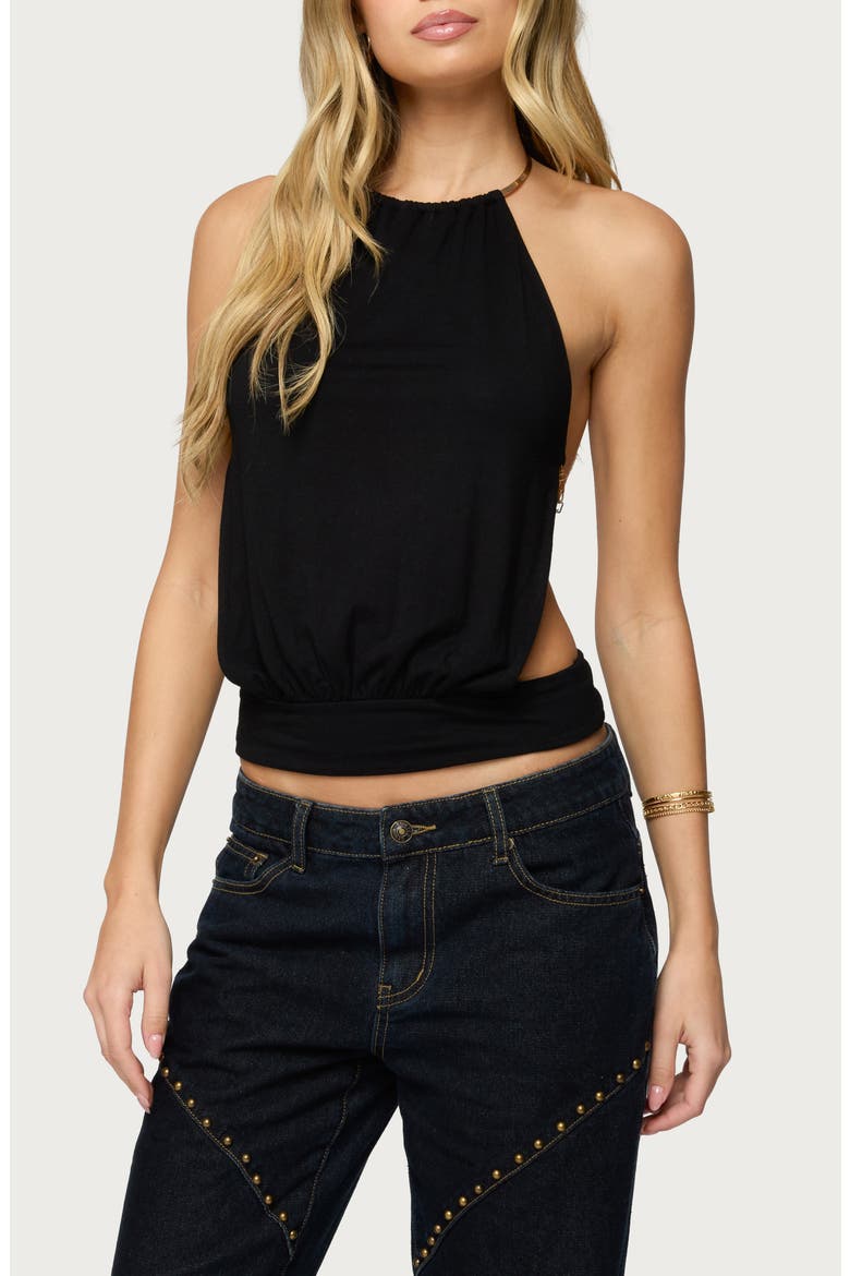 Damarey Chain Backless Halter, Main, color, BLACK