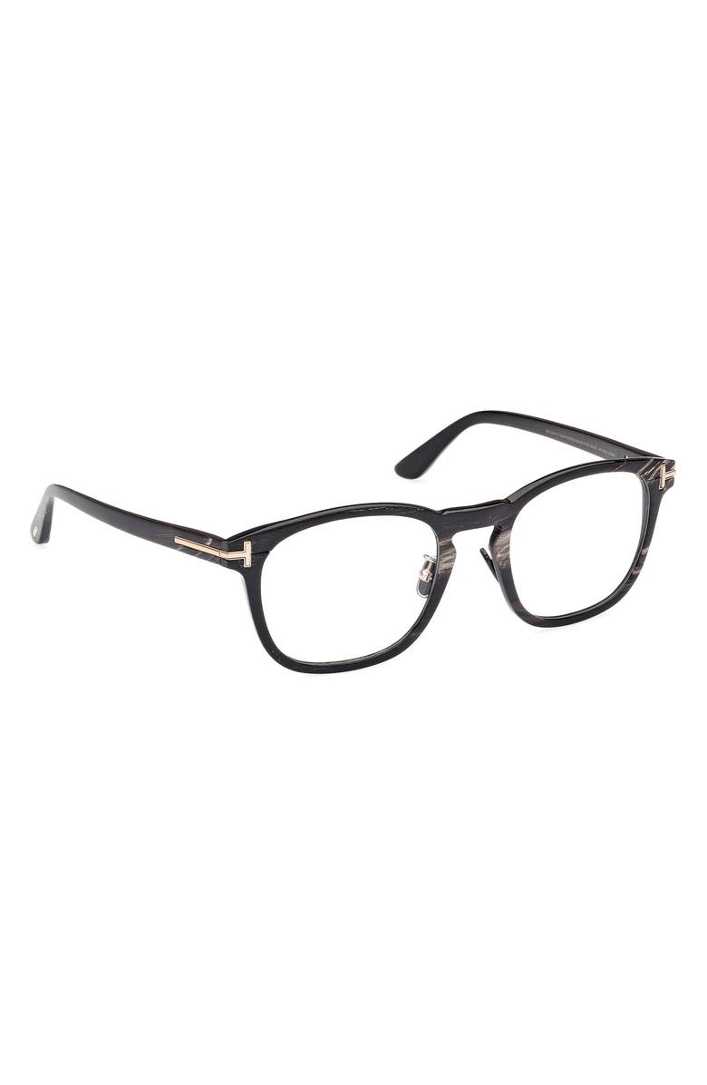 TOM FORD 50mm Square Optical Glasses, Alternate, color, Black And Brown Striped