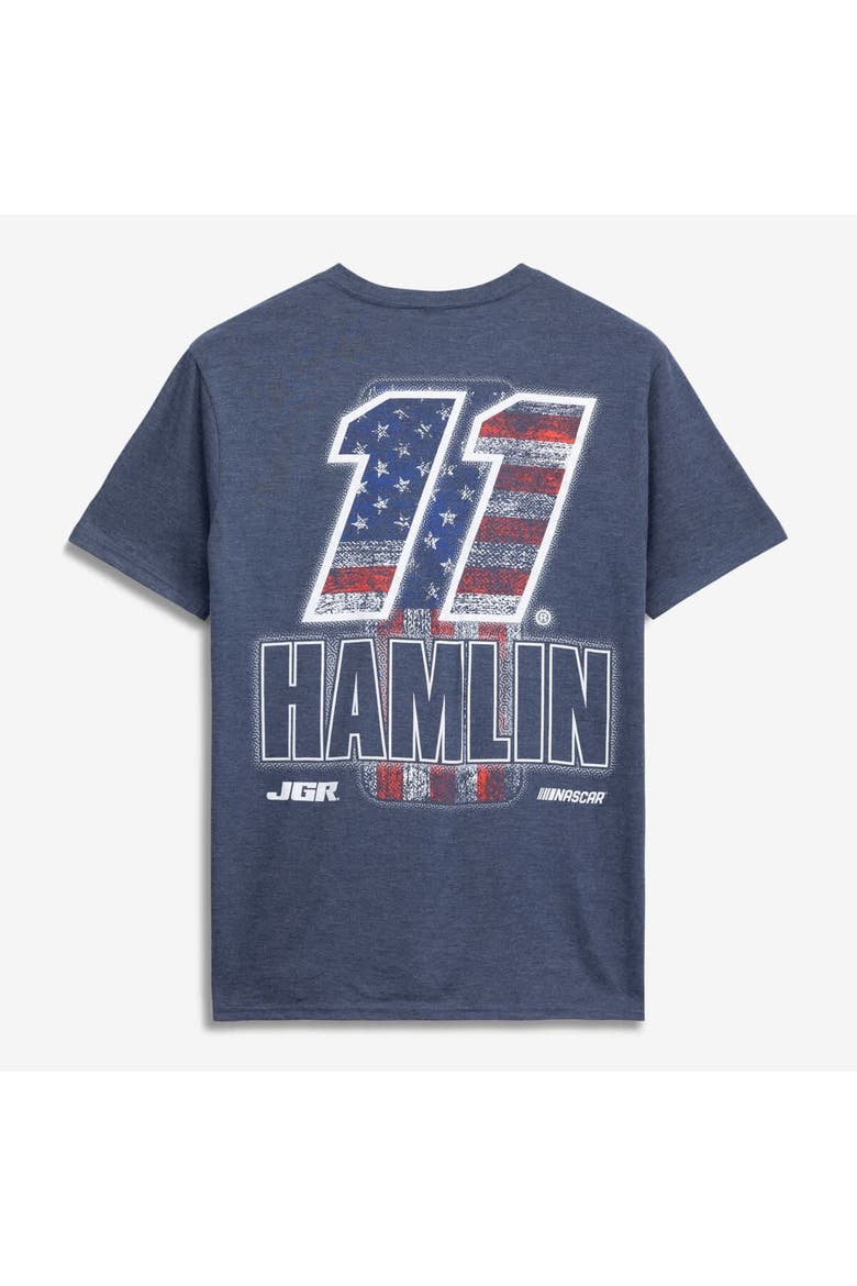 Men's Classic Ink Heather Navy Denny Hamlin #11 Patriotic Number Tri-Blend T-Shirt, Alternate, color, Heather Navy