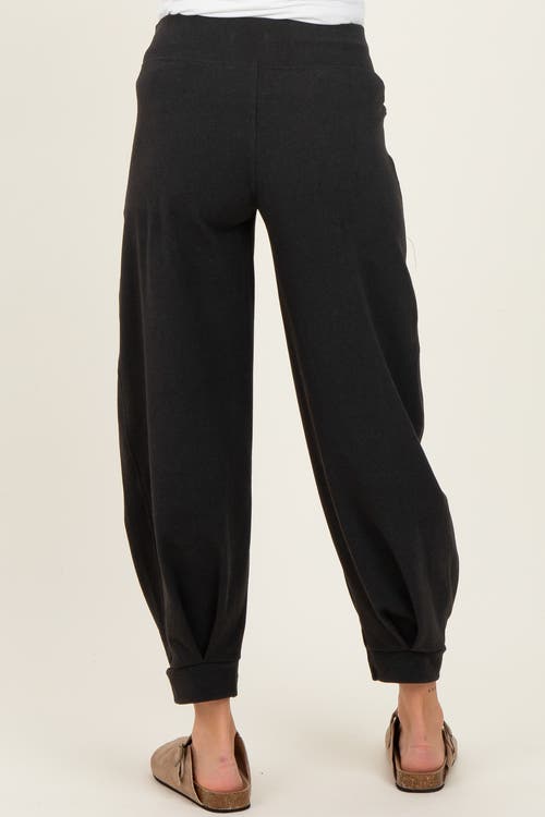 Pinkblush Brushed Knit Barrel Leg Joggers In Black