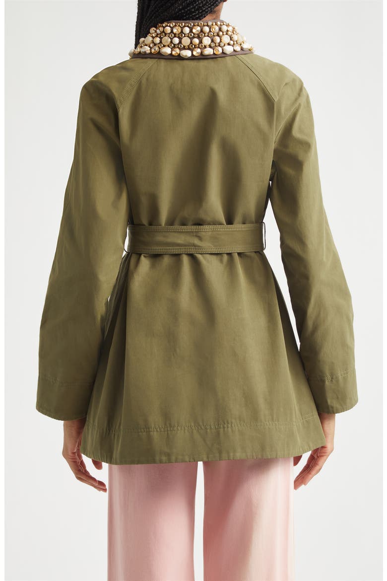 Langham Waxed Belted Dickey Coat with Removable Collar, Alternate, color, ARMY
