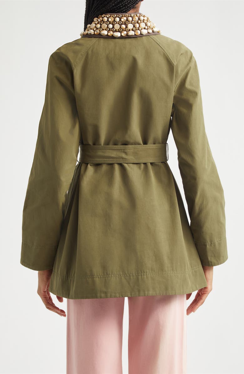 Veronica Beard Langham Waxed Belted Dickey Coat with Removable Collar, Alternate, color, Army