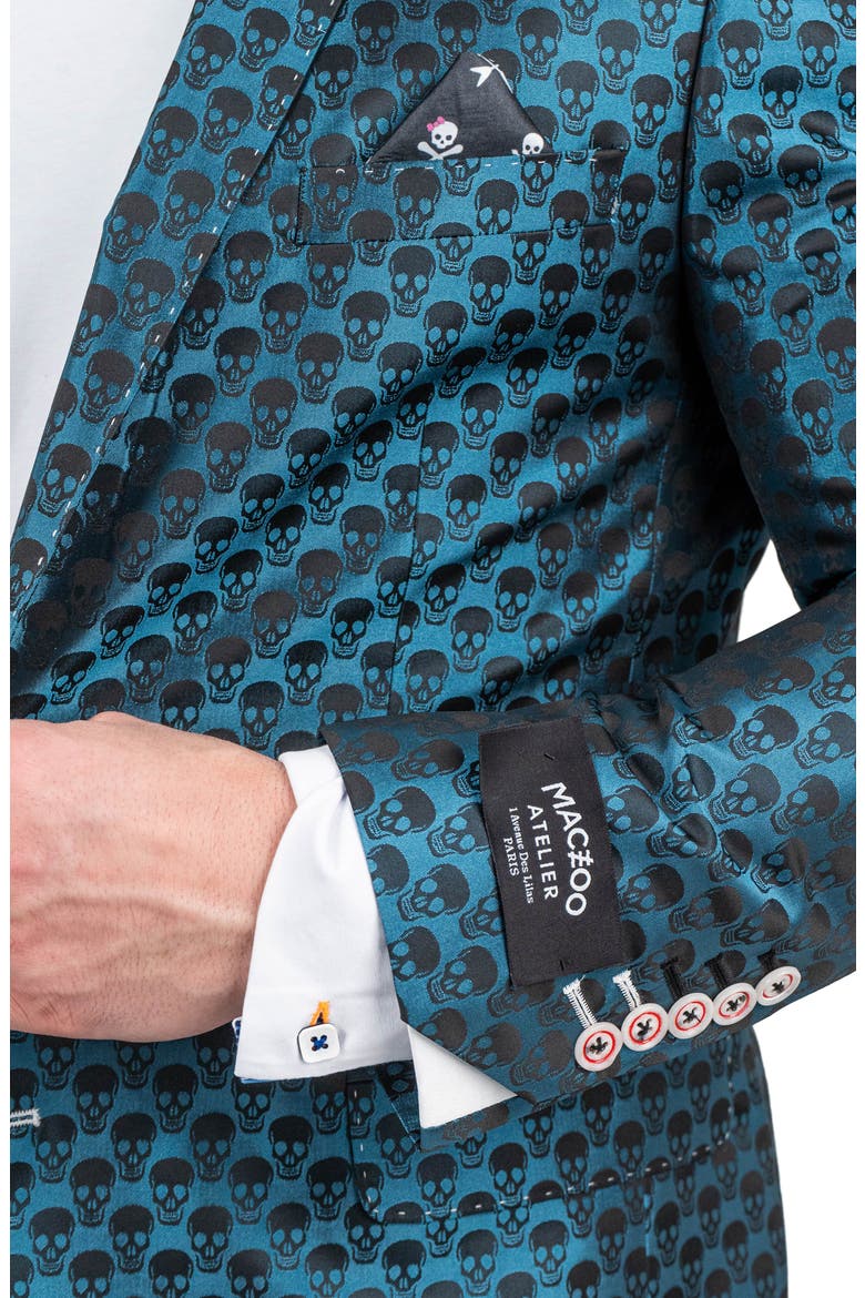 Skullrepeat Blue Jacquard Blazer, Alternate, color, BLUE
