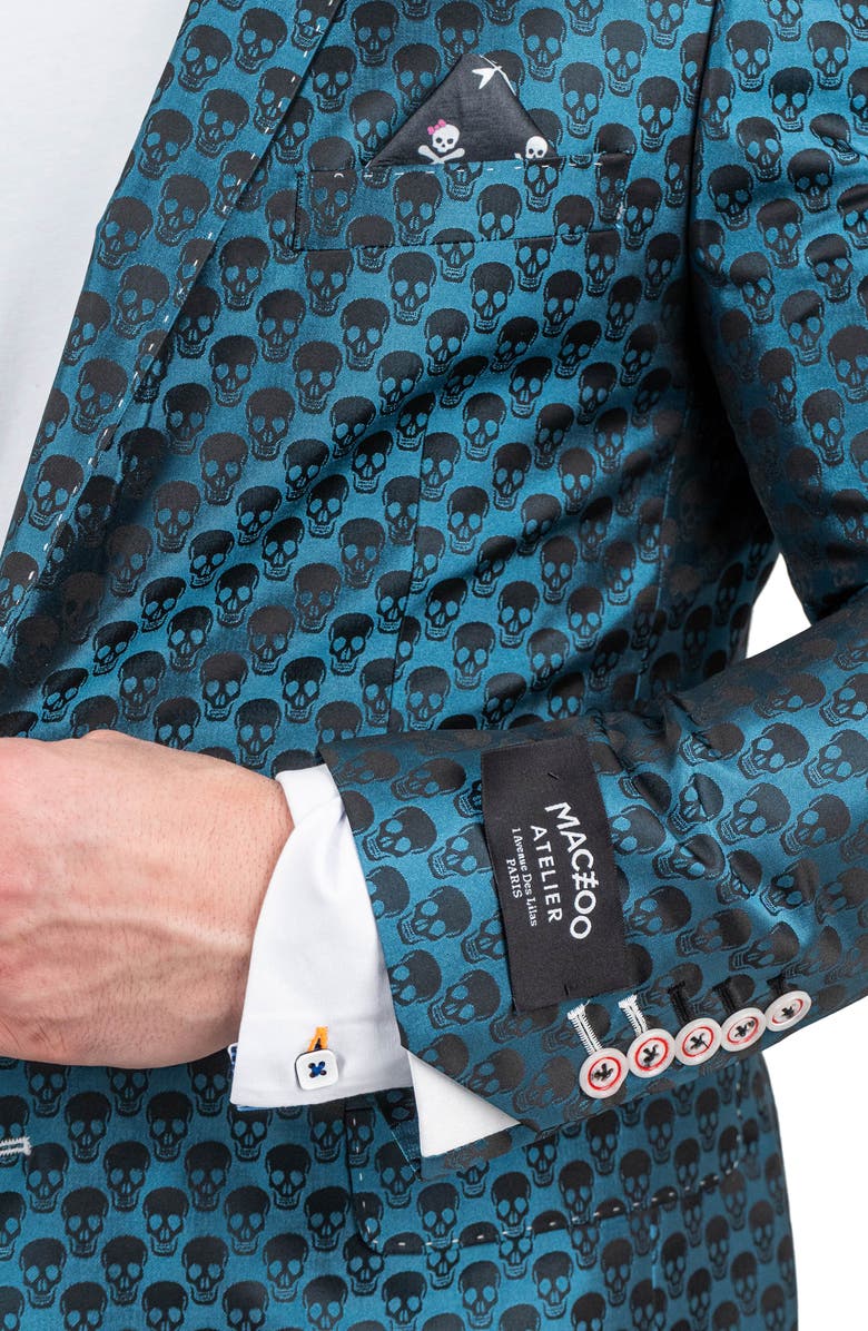 Maceoo Skullrepeat Blue Jacquard Blazer, Alternate, color, Blue