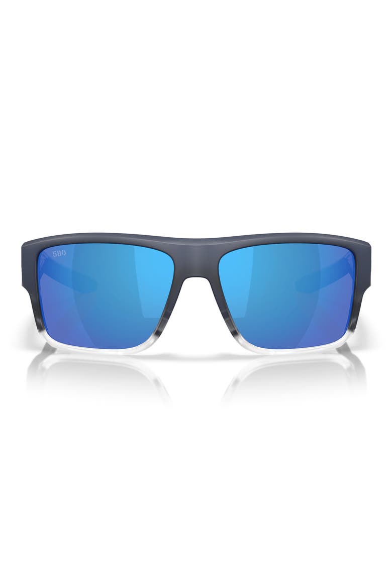 Taxman 59mm Polarized Rectangular Sunglasses, Main, color, DEEP BLUE FADE / BLUE 580G