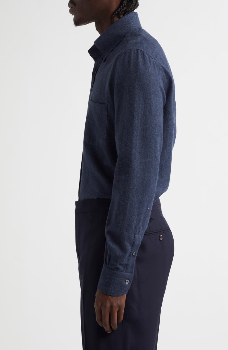 Thom Sweeney Cotton Flannel Button-Down Shirt, Alternate, color, Navy