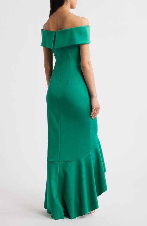 Eliza J Off The Shoulder High-low Gown In Jade