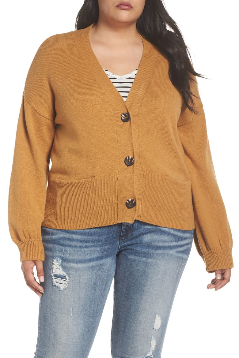 Shrunken Boyfriend Cardigan, Alternate, color, BROWN CATTAIL