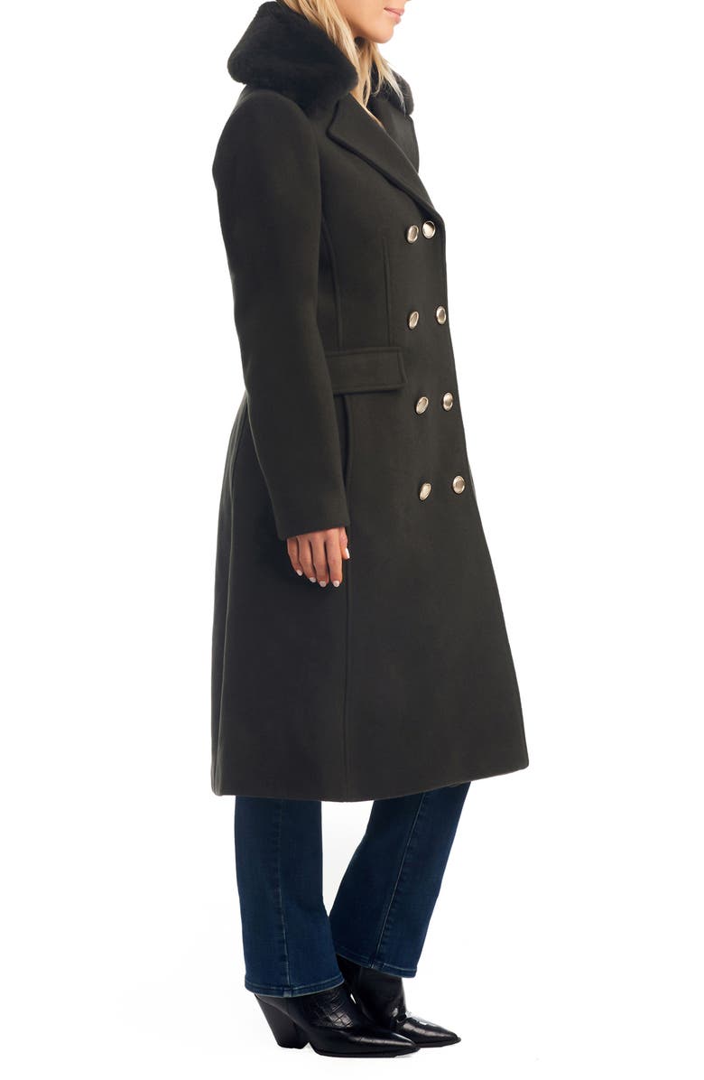Vince Camuto Double Breasted Flare Coat, Alternate, color, Olive