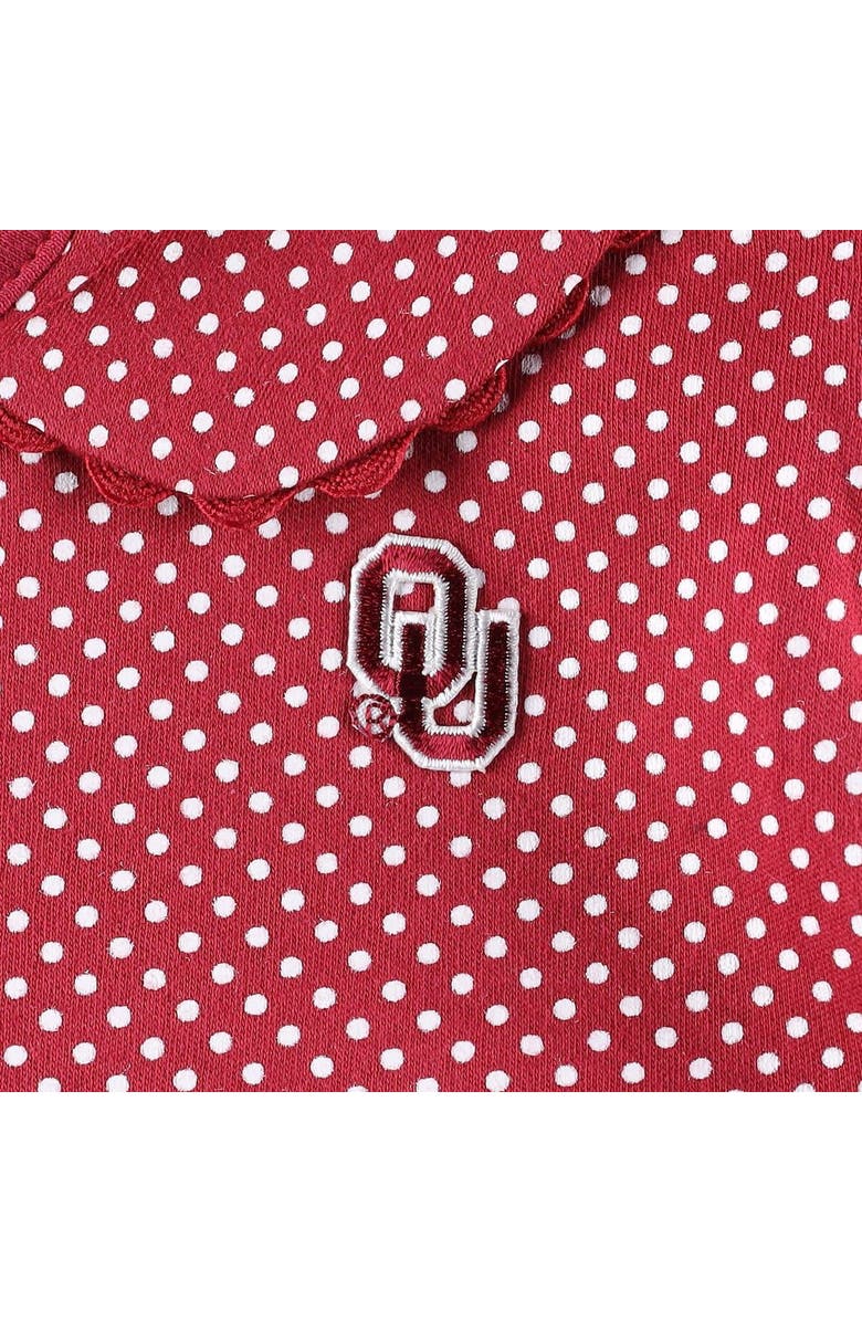 TWO FEET AHEAD Girls Toddler Crimson Oklahoma Sooners Polka Dot Peter Pan Dress, Alternate, color,