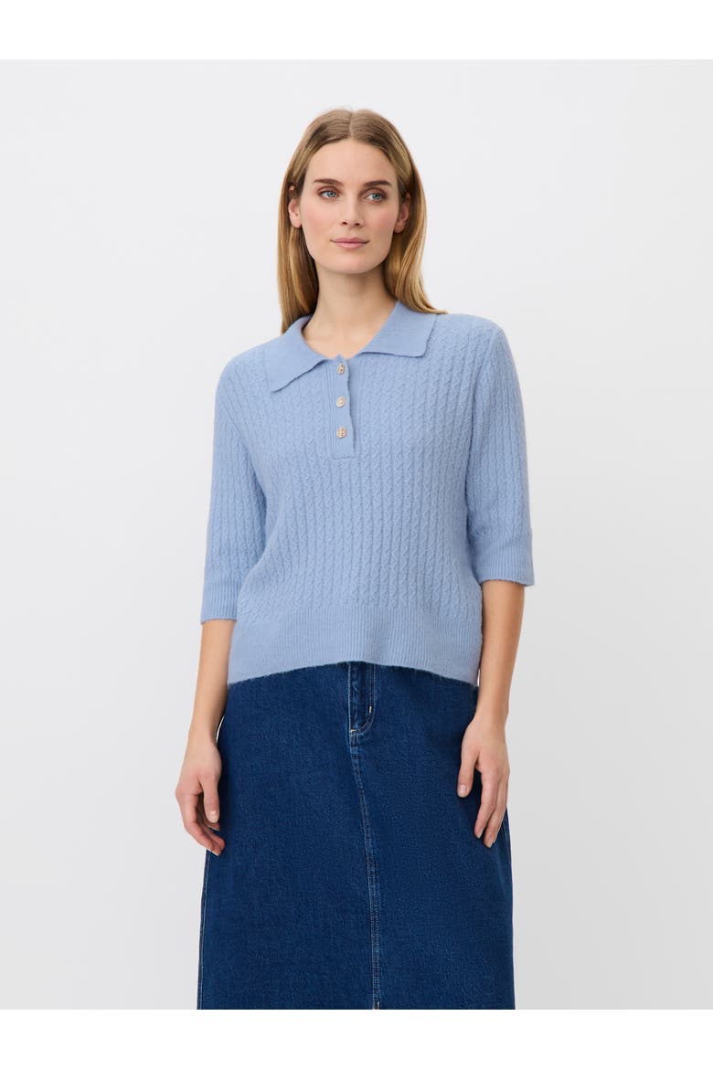 MaFynoria Short Sleeve Relaxed Knit Polo, Main, color, Powder Blue