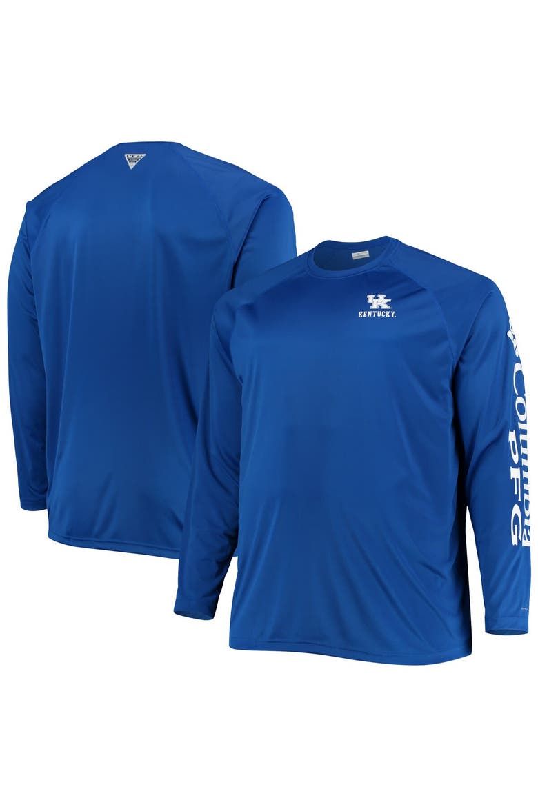 Men's Columbia Royal Kentucky Wildcats Big & Tall Terminal Tackle Raglan Omni-Shade Long Sleeve T-Shirt, Main, color, Royal