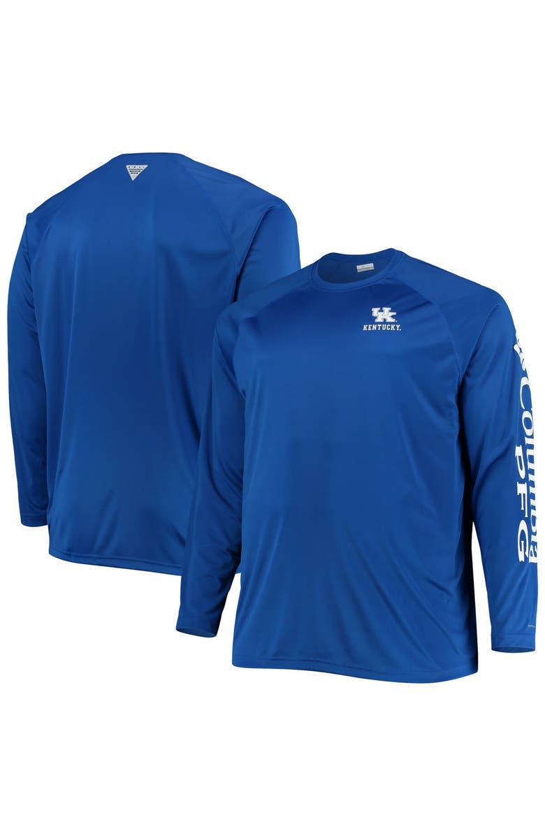 Columbia Men's Columbia Royal Kentucky Wildcats Big & Tall Terminal Tackle Raglan Omni-Shade Long Sleeve T-Shirt, Main, color,